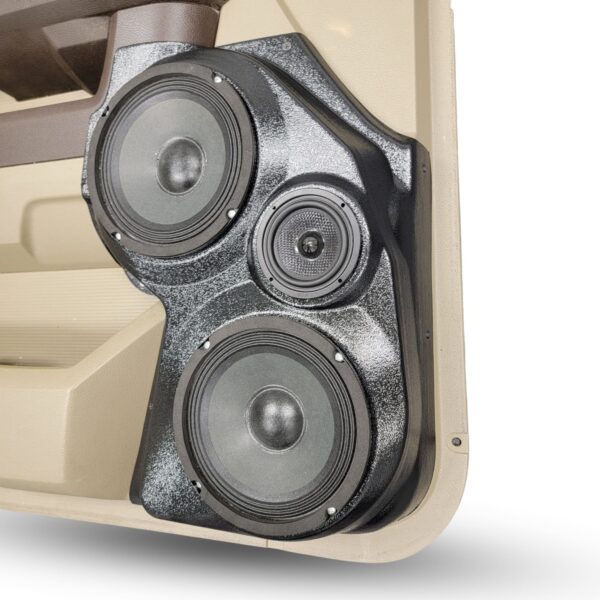 Front Door Custom Speaker Pods for the 2009-2018 Dodge Ram to hold Dual 6.5 in and 3.5 in speakers for car audio installation upgrade