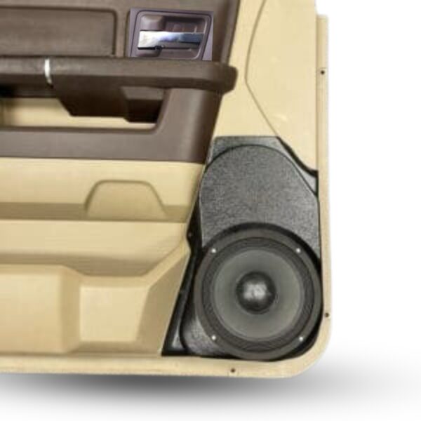 Front Door Custom Speaker Pods for the 2009-2018 Dodge Ram to hold 8.0 in speakers for car audio installation upgrade