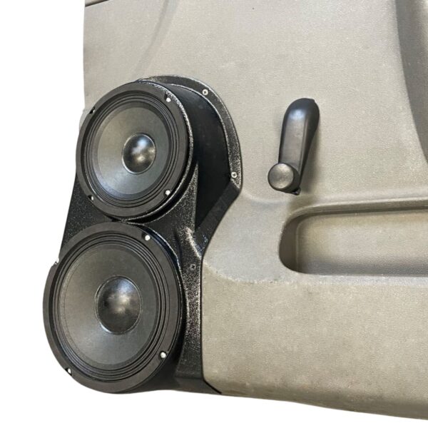 Front Door Custom Speaker Pods for the 2010-2013 Chevrolet Silverado GMC Sierra to hold 8.0 in and 6.5 in speakers for car audio installation upgrade