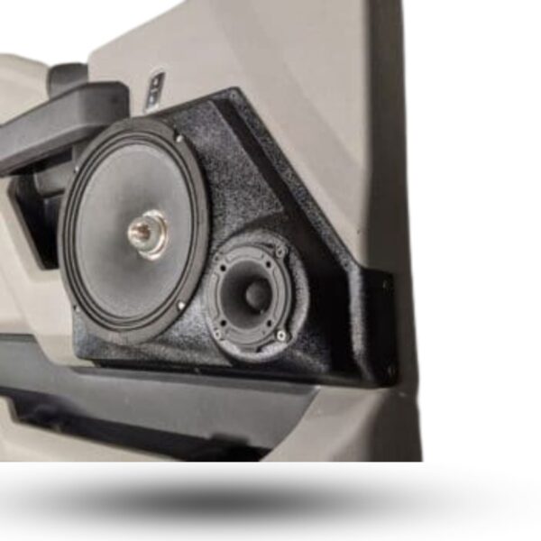 Front Door Custom Speaker Pods for the 2015-2020 Ford F-150 F-250F-350 to hold 8.0 in and 3.5 in speakers for car audio installation upgrade