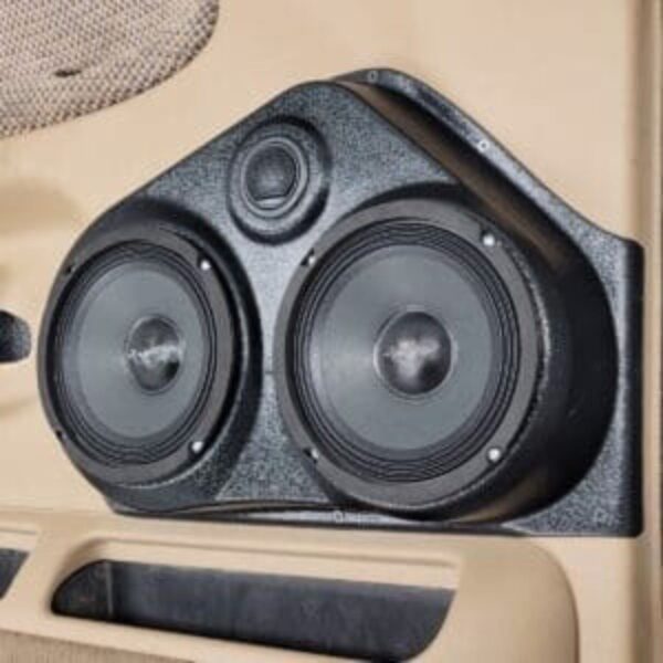 Front Door Custom Speaker Pods for the 1999-2001 Dodge Ram to hold Dual 6.5 in and 2.0 in speakers for car audio installation upgrade