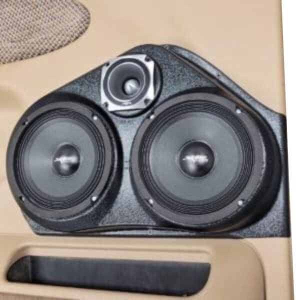 Front Door Custom Speaker Pods for the 1999-2001 Dodge Ram to hold Dual 6.5 in and 3.5 in speakers for car audio installation upgrade