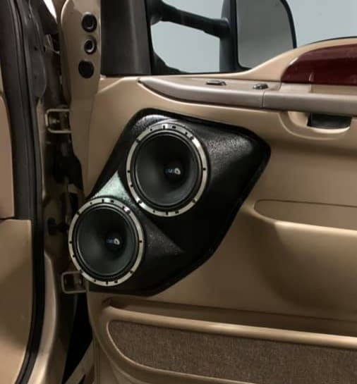 Front Door Custom Speaker Pods for the 1999-2007 Ford Excursion F-250F-350 to hold Dual 6.5 in speakers for car audio installation upgrade