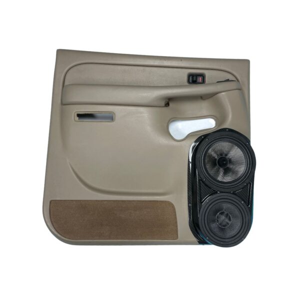 Rear Door Custom Speaker Pods for the 2000-2006 Cadillac Escalade Chevrolet Avalanche Silverado Tahoe Suburban GMC Sierra Yukon to hold 8.0 in and 6.5 in speakers for car audio installation upgrade