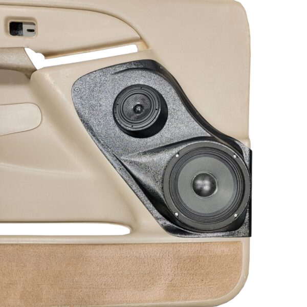 Front Door Custom Speaker Pods for the 2000-2006 Cadillac Escalade Chevrolet Avalanche Silverado Tahoe Suburban GMC Sierra Yukon to hold 6.5 in and 3.5 in speakers for car audio installation upgrade