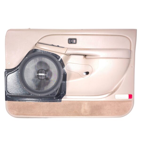 Front Door Custom Speaker Pods for the 2000-2006 Cadillac Escalade Chevrolet Avalanche Silverado Tahoe Suburban GMC Sierra Yukon to hold 12.0 in speakers for car audio installation upgrade