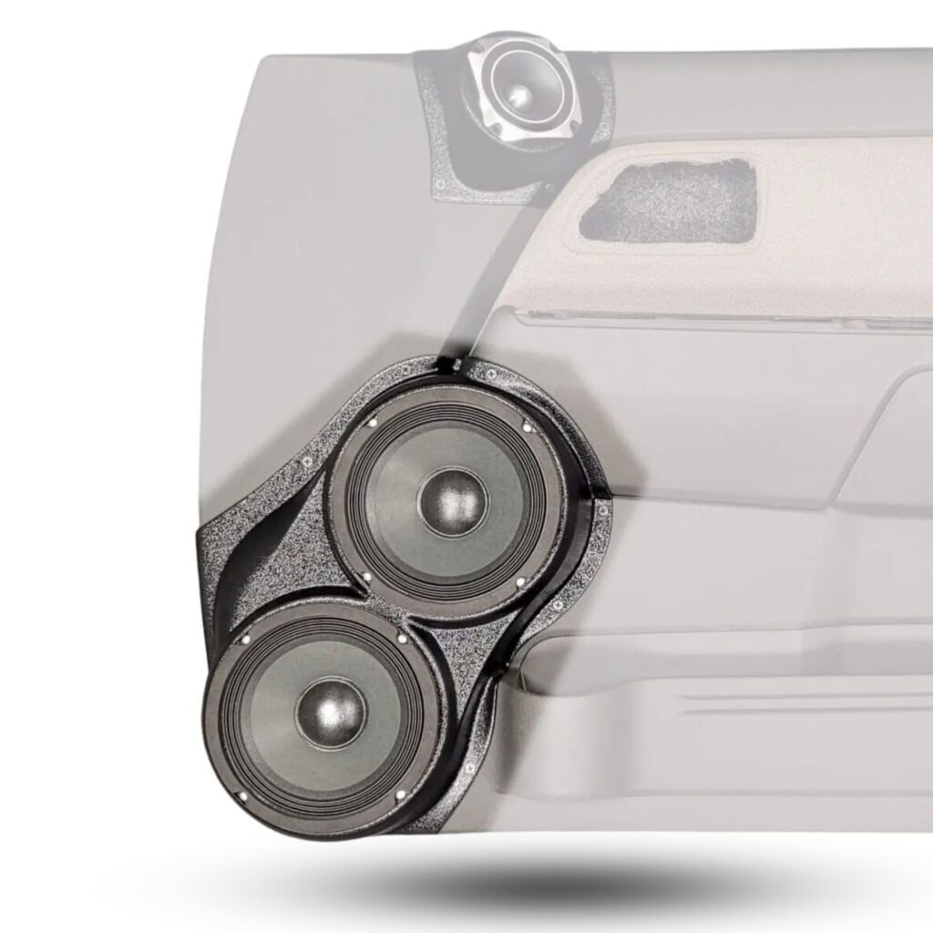 Front Door Custom Speaker Pods for the 2004-2012 Chevrolet Colorado GMC Canyon to hold Dual 6.5 in speakers for car audio installation upgrade