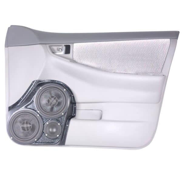 Front Door Custom Speaker Pods for the 2004-2008 Toyota Corolla to hold Dual 6.5 in and 3.5 in speakers for car audio installation upgrade