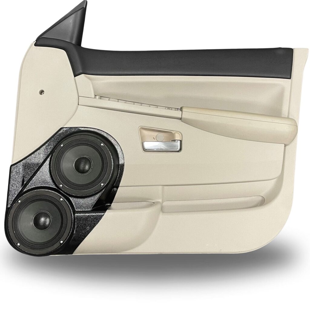 Front Door Custom Speaker Pods for the 2005-2010 Jeep GrandCherokee to hold Dual 6.5 in speakers for car audio installation upgrade