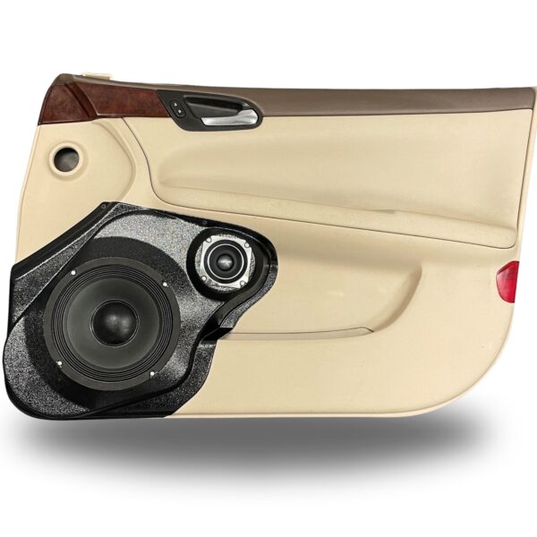Front Door Custom Speaker Pods for the 2006-2015 Chevrolet Impala to hold 8.0 in and 3.5 in speakers for car audio installation upgrade