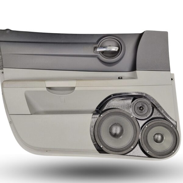Front Door Custom Speaker Pods for the 2006-2007 Dodge Charger Magnum to hold 8.0 in and 6.5 in and 3.5 in speakers for car audio installation upgrade