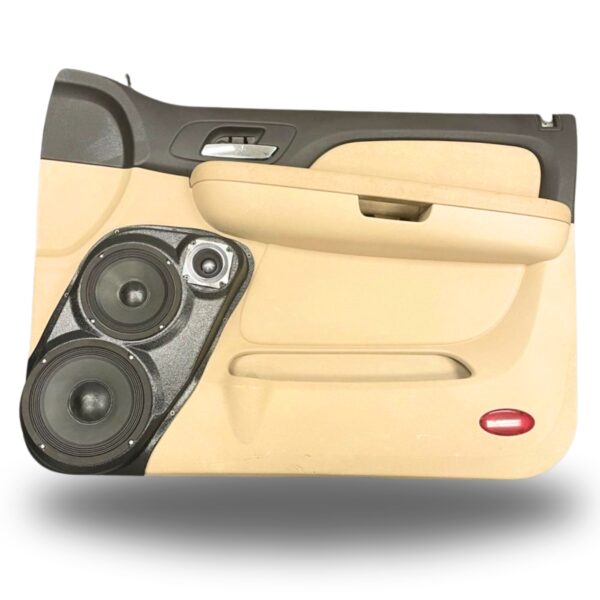 Front Door Custom Speaker Pods for the 2007-2009 Cadillac Escalade Chevrolet Avalanche Tahoe Silverado Suburban GMC Yukon Sierra to hold 8.0 in and 6.5 in and 3.5 in speakers for car audio installation upgrade