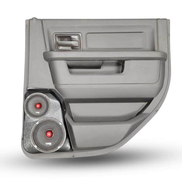 Rear Door Custom Speaker Pods for the 2009-2018 Dodge Ram to hold 6.5 in and 5.25 in speakers for car audio installation upgrade