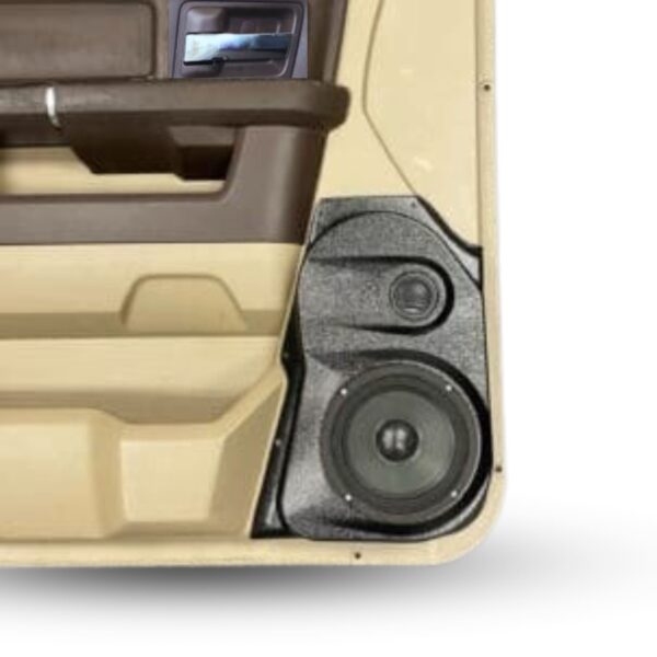 Front Door Custom Speaker Pods for the 2009-2018 Dodge Ram to hold 6.5 in and 2.0 in speakers for car audio installation upgrade