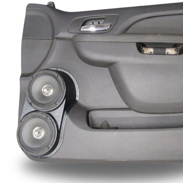 Front Door Custom Speaker Pods for the 2007-2009 Cadillac Escalade Chevrolet Avalanche Tahoe Silverado Suburban GMC Yukon Sierra to hold Dual 6.5 in speakers for car audio installation upgrade