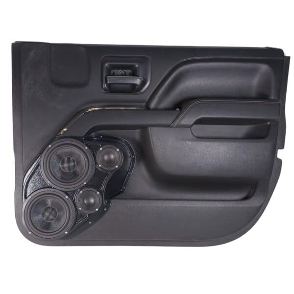 Front Door Custom Speaker Pods for the 2014-2018 Chevrolet Silverado GMC Sierra to hold Dual 6.5 in and Dual 3.5 in speakers for car audio installation upgrade