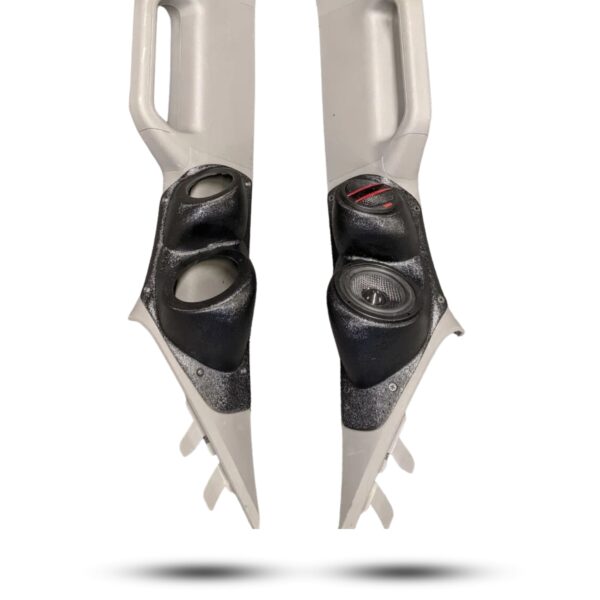 A-Pillar Custom Speaker Pods for the 2015-2020 Ford F-150 F-250F-350 to hold 3.5 in and 2.0 in speakers for car audio installation upgrade