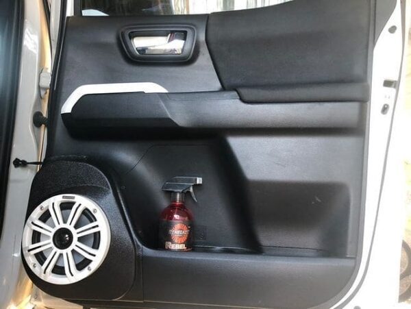 Rear Door Custom Speaker Pods for the 2016-2023 Toyota Tacoma to hold 6.5 in speakers for car audio installation upgrade