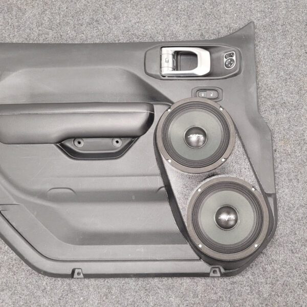 Front Door Custom Speaker Pods for the 2020-2024 Jeep Gladiator Wrangler to hold Dual 6.5 in speakers for car audio installation upgrade