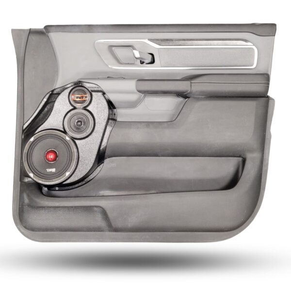 Front Door Custom Speaker Pods for the 2019-2025 Dodge Ram to hold 6.5 in and 3.5 in and 2.0 in speakers for car audio installation upgrade