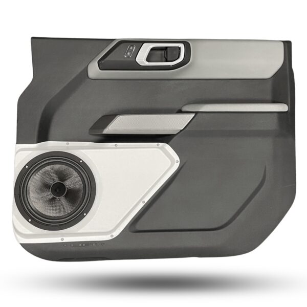 Front Door Custom Speaker Pods for the 2021-2023 Ford Bronco to hold 8.0 in speakers for car audio installation upgrade
