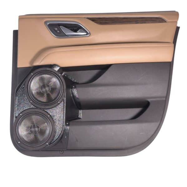 Rear Door Custom Speaker Pods for the 2021-2025 Chevrolet Suburban Chevrolet Tahoe GMC Yukon to hold Dual 8.0 in speakers for car audio installation upgrade