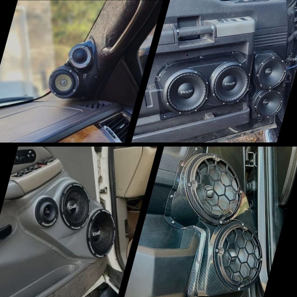 various custom speaker pod installation photos