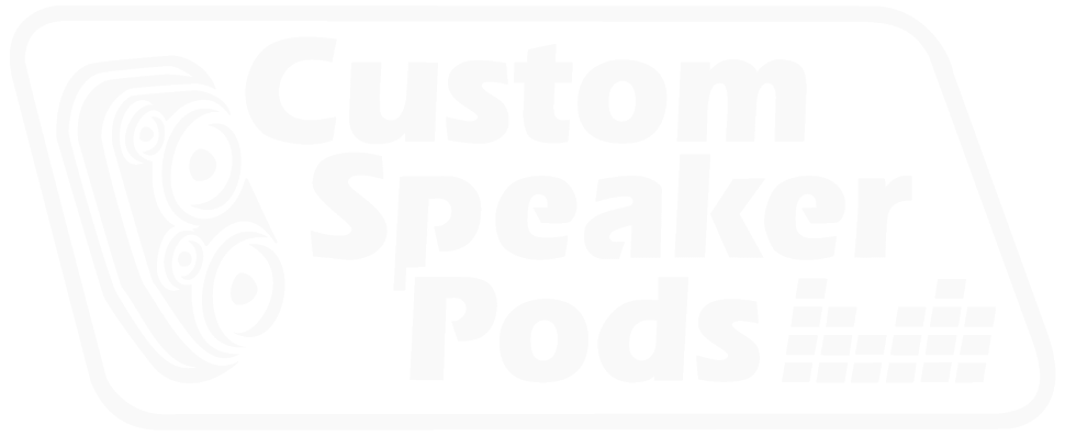 custom speaker pods logo white transparent