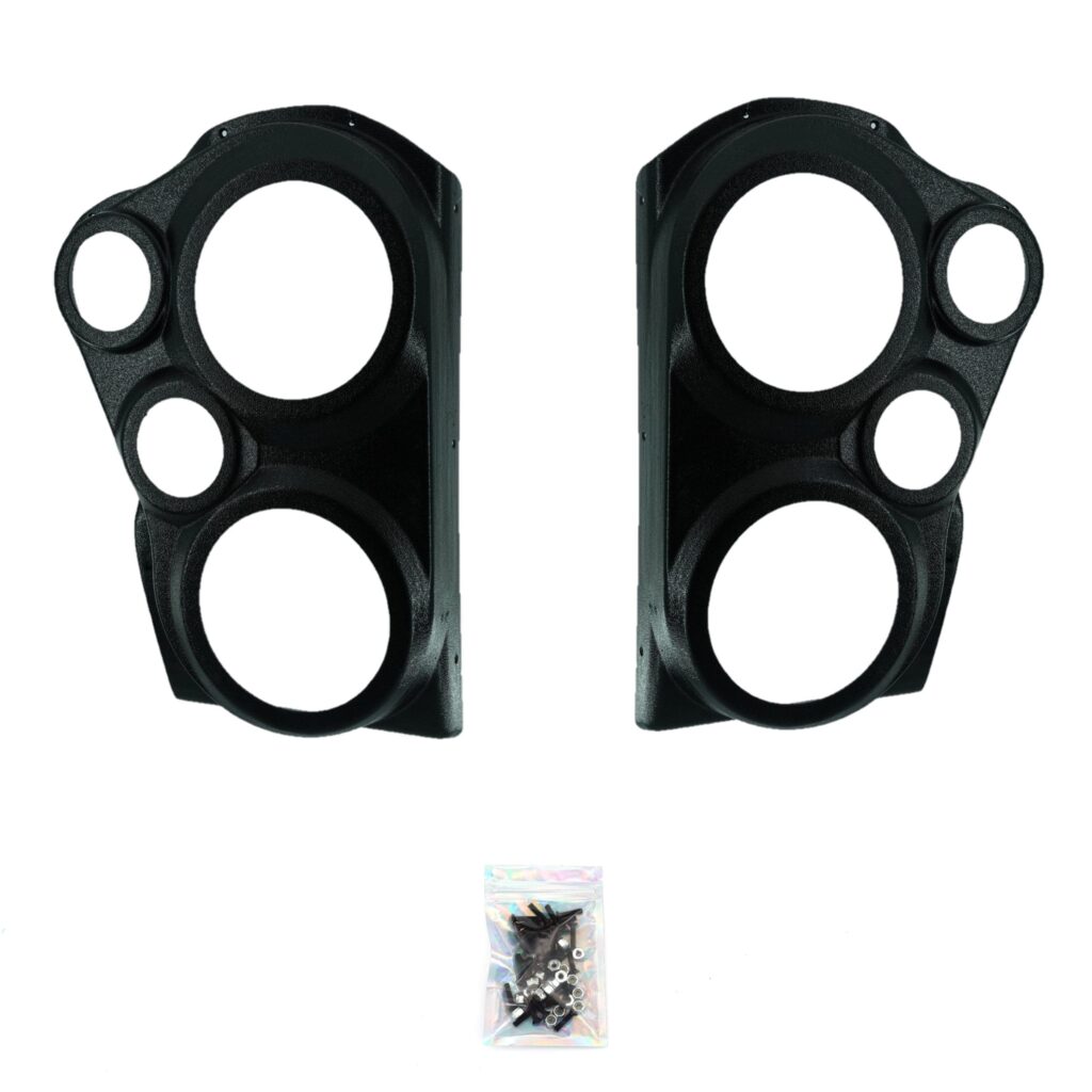 Rear Door Custom Speaker Pods for the 2007-2009 Chevrolet Silverado GMC Sierra to hold Dual 6.5 in and Dual 3.5 in speakers for car audio installation upgrade