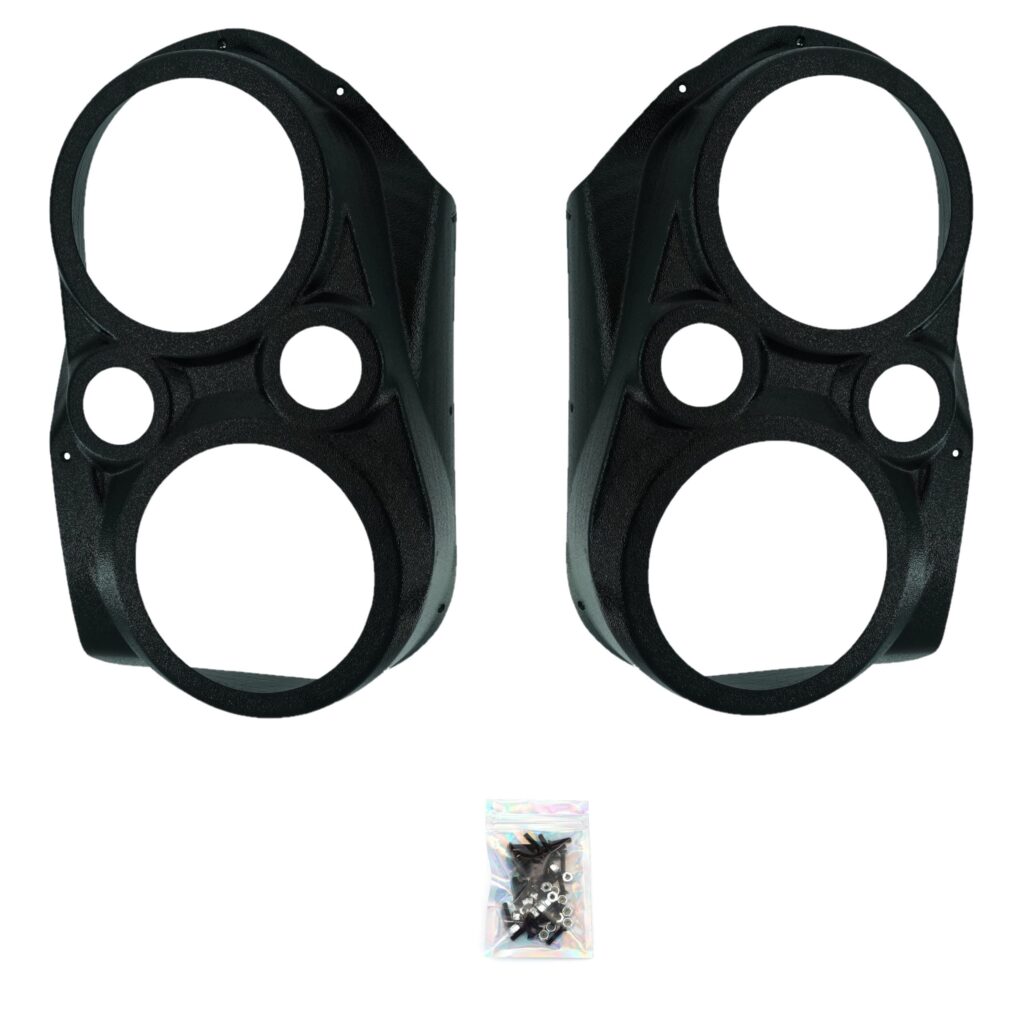 Front Door Custom Speaker Pods for the 2010-2013 Chevrolet Silverado GMC Sierra to hold Dual 6.5 in and Dual 2.0 in speakers for car audio installation upgrade