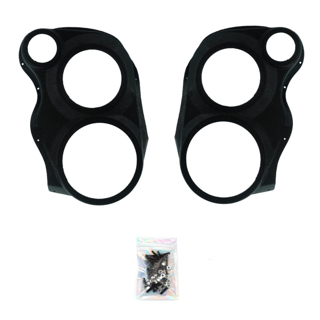 Front Door Custom Speaker Pods for the 2007-2009 Cadillac Escalade Chevrolet Avalanche Tahoe Silverado Suburban GMC Yukon Sierra to hold 8.0 in and 6.5 in and 3.5 in speakers for car audio installation upgrade