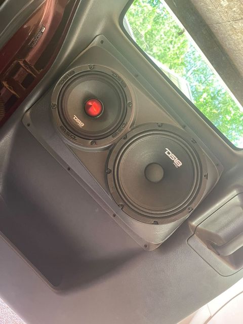 Rear Door Custom Speaker Pods for the 2000-2006 Chevrolet Silverado GMC Sierra to hold 8.0 in and 6.5 in speakers for car audio installation upgrade