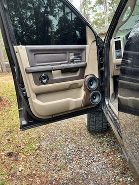 Front Door Custom Speaker Pods for the 2009-2018 Dodge Ram to hold Dual 6.5 in speakers for car audio installation upgrade