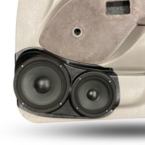 Front Door Custom Speaker Pods for the 2001-2004 Toyota Tacoma to hold 8.0 in and 6.5 in speakers for car audio installation upgrade