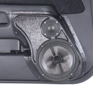 Front Door Custom Speaker Pods for the 2002-2006 Honda CRV to hold 8.0 in and 3.5 in speakers for car audio installation upgrade