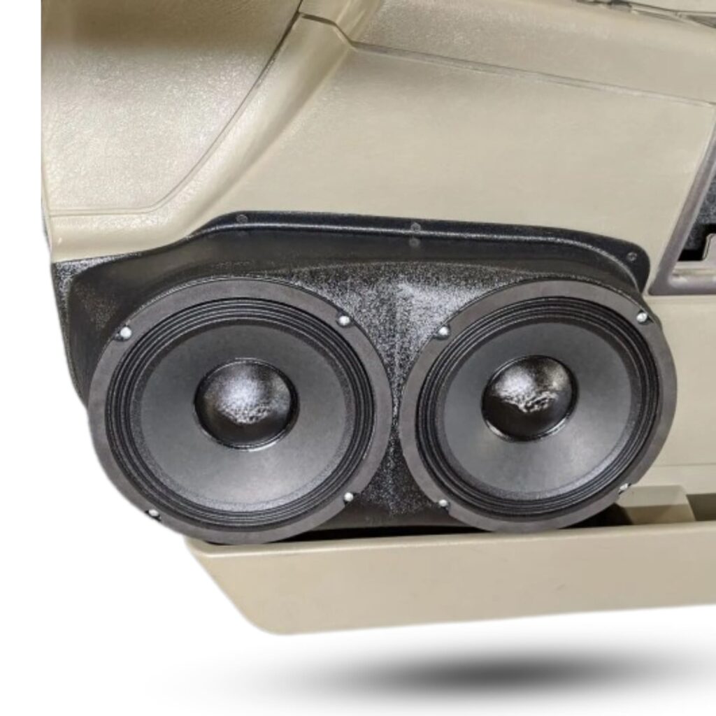 Front Door Custom Speaker Pods for the 2003-2007 Hummer H2 to hold Dual 8.0 in speakers for car audio installation upgrade