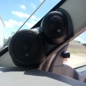 A-Pillar Custom Speaker Pods for the 2006-2009 Chevrolet Trailblazer GMC Envoy to hold 3.5 in and 2.0 in speakers for car audio installation upgrade