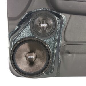Front Door Custom Speaker Pods for the 2007-2009 Cadillac Escalade Chevrolet Avalanche Tahoe Silverado Suburban GMC Yukon Sierra to hold 10.0 in and 6.5 in speakers for car audio installation upgrade