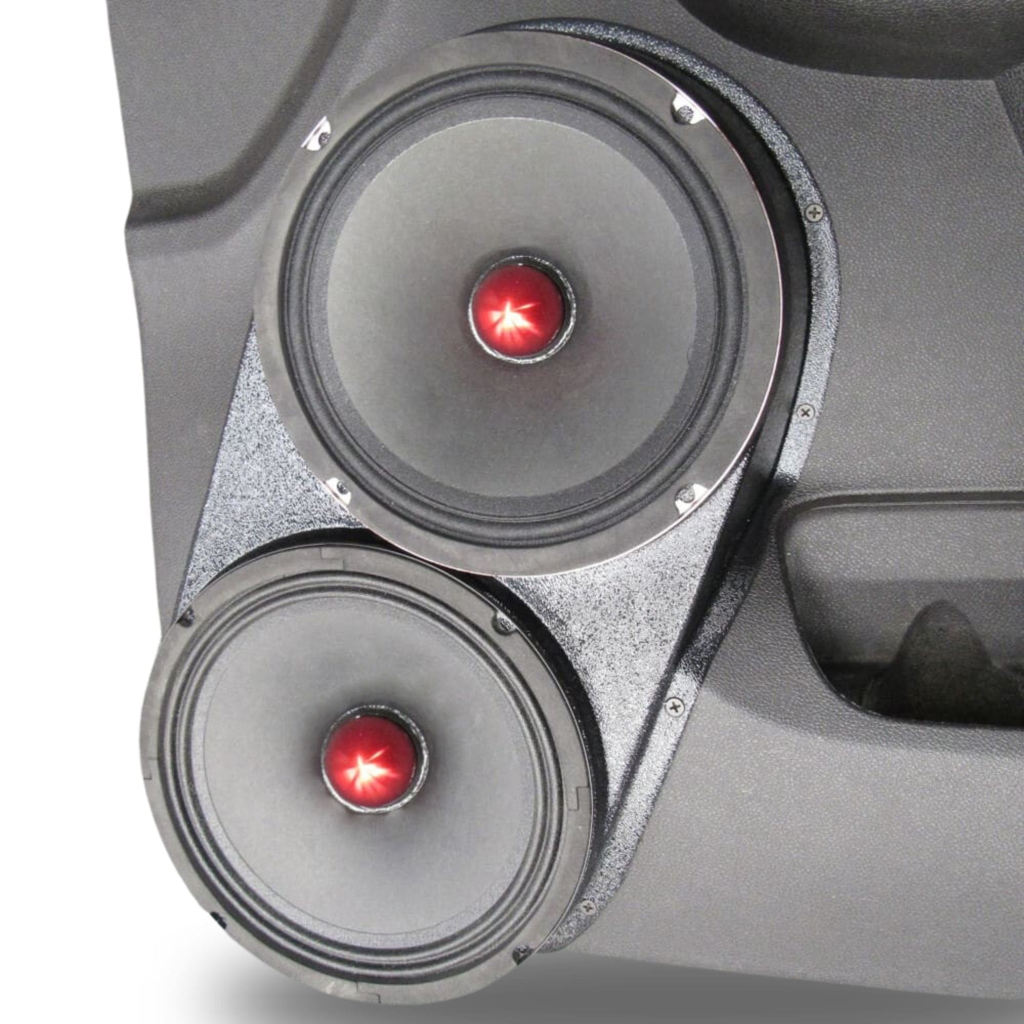 Front Door Dual 8.0 in Speaker Pods for 2007-2009 Cadillac Escalade Chevrolet Avalanche Tahoe Silverado Suburban GMC Yukon Sierra Front Door Custom Speaker Pods for the 2007-2009 Cadillac Escalade Chevrolet Avalanche Tahoe Silverado Suburban GMC Yukon Sierra to hold Dual 8.0 in speakers for car audio installation upgrade