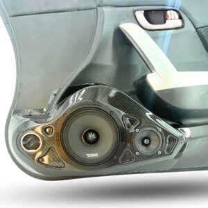 Front Door Custom Speaker Pods for the 2012-2015 Honda Civic to hold 6.5 in and 3.5 in and 2.0 in speakers for car audio installation upgrade