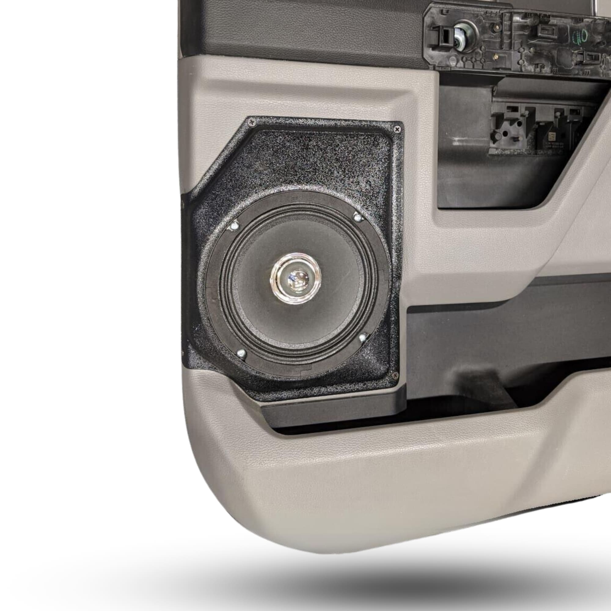 Rear Door 6.5 in Speaker Pods for 2015-2020 Ford F-150 F-250F-350 Rear Door Custom Speaker Pods for the 2015-2020 Ford F-150 F-250F-350 to hold 6.5 in speakers for car audio installation upgrade