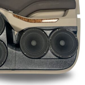 Rear Door Custom Speaker Pods for the 2015-2020 Chevrolet Suburban GMC YukonXL to hold Dual 8.0 in speakers for car audio installation upgrade