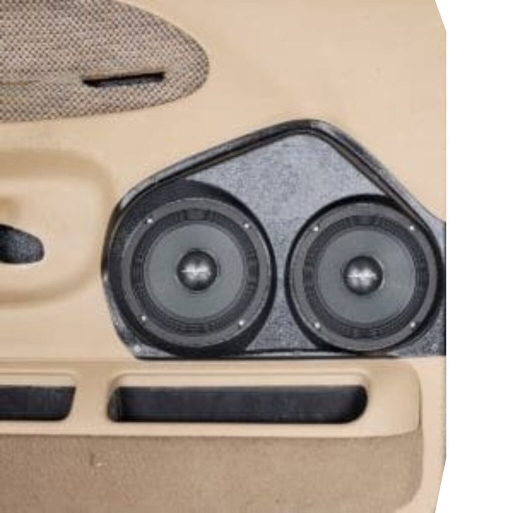 Front Door Custom Speaker Pods for the 1999-2001 Dodge Ram to hold Dual 6.5 in speakers for car audio installation upgrade