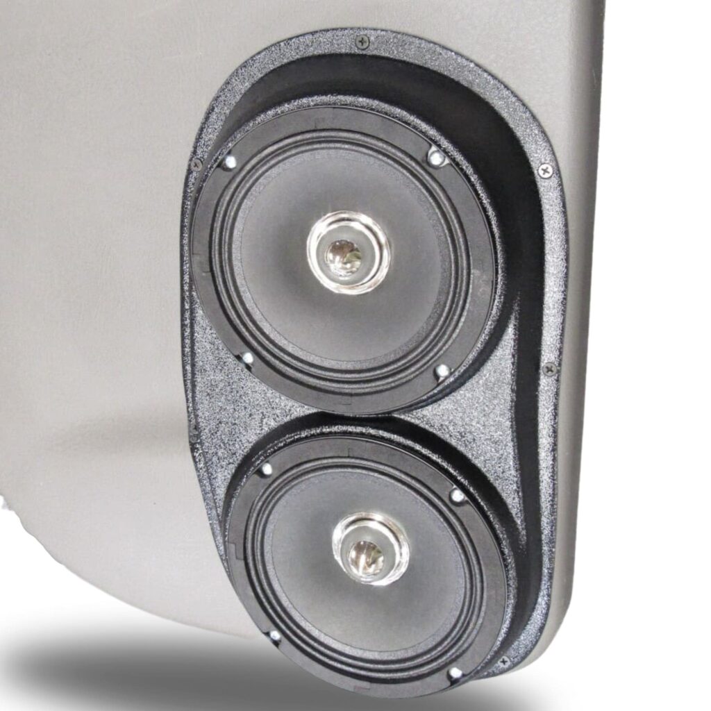 Rear Door Custom Speaker Pods for the 2002-2005 Chevrolet Trailblazer to hold Dual 6.5 in speakers for car audio installation upgrade