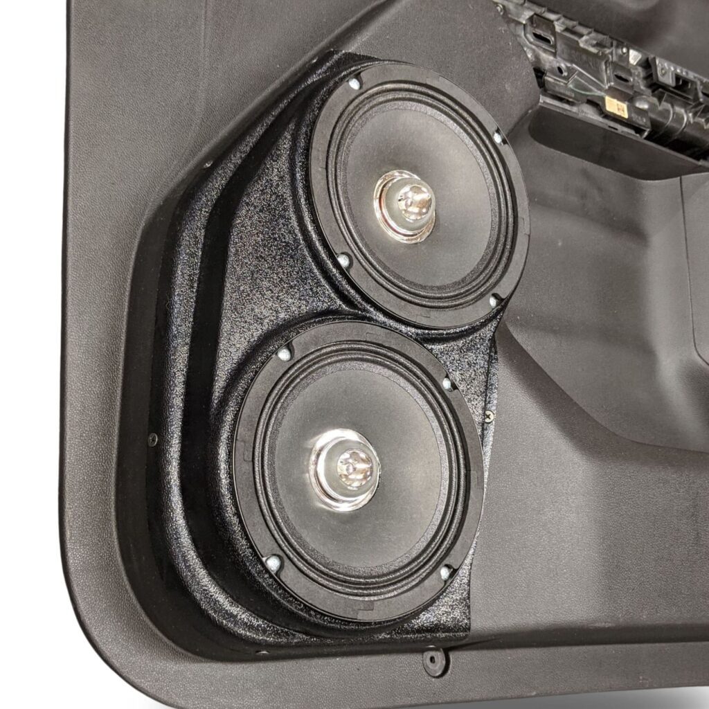Front Door Custom Speaker Pods for the 2019-2023 Chevrolet Silverado GMC Sierra to hold Dual 6.5 in speakers for car audio installation upgrade