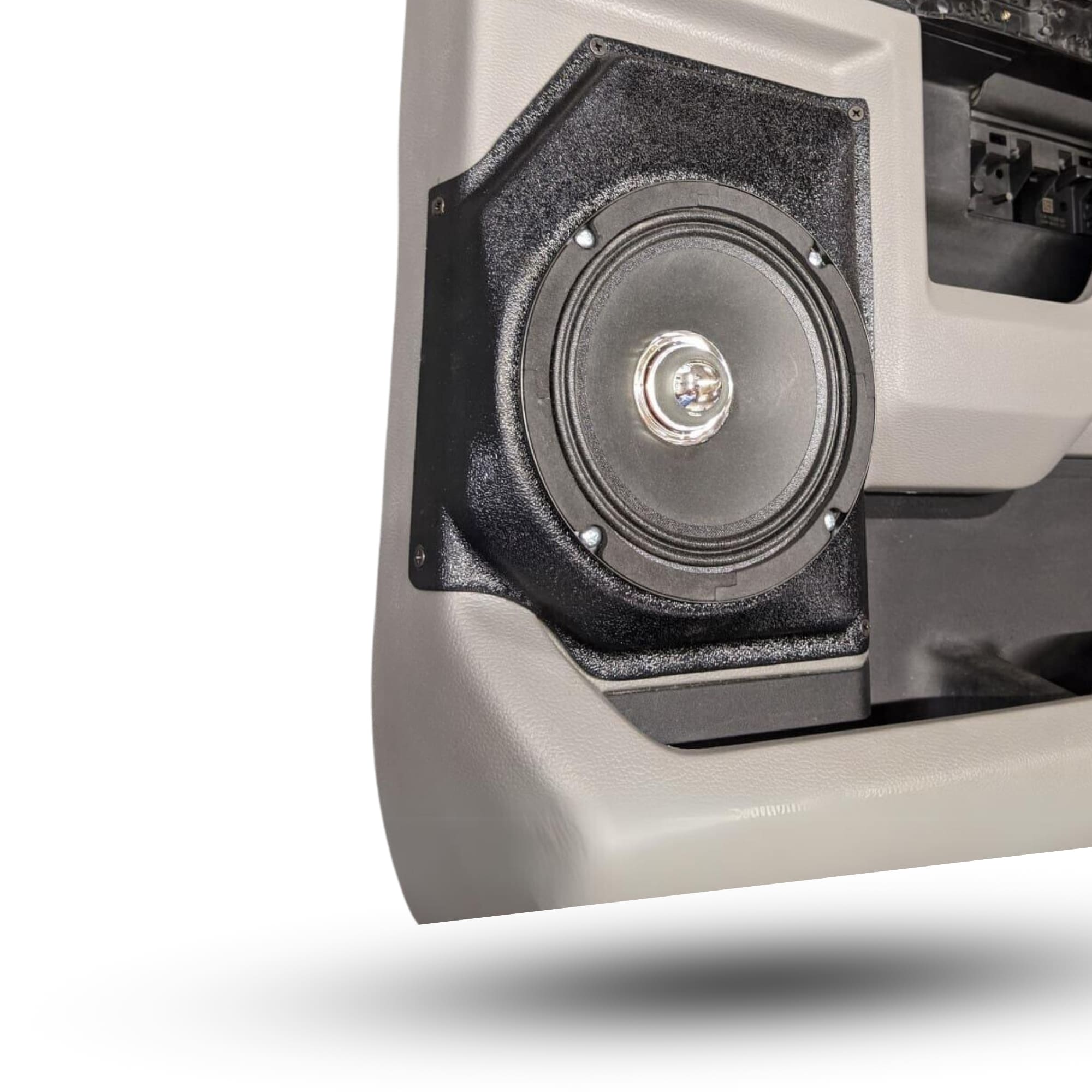 Rear Door 6.5 in Speaker Pods for 2015-2020 Ford F-150 F-250F-350 Rear Door Custom Speaker Pods for the 2015-2020 Ford F-150 F-250F-350 to hold 6.5 in speakers for car audio installation upgrade