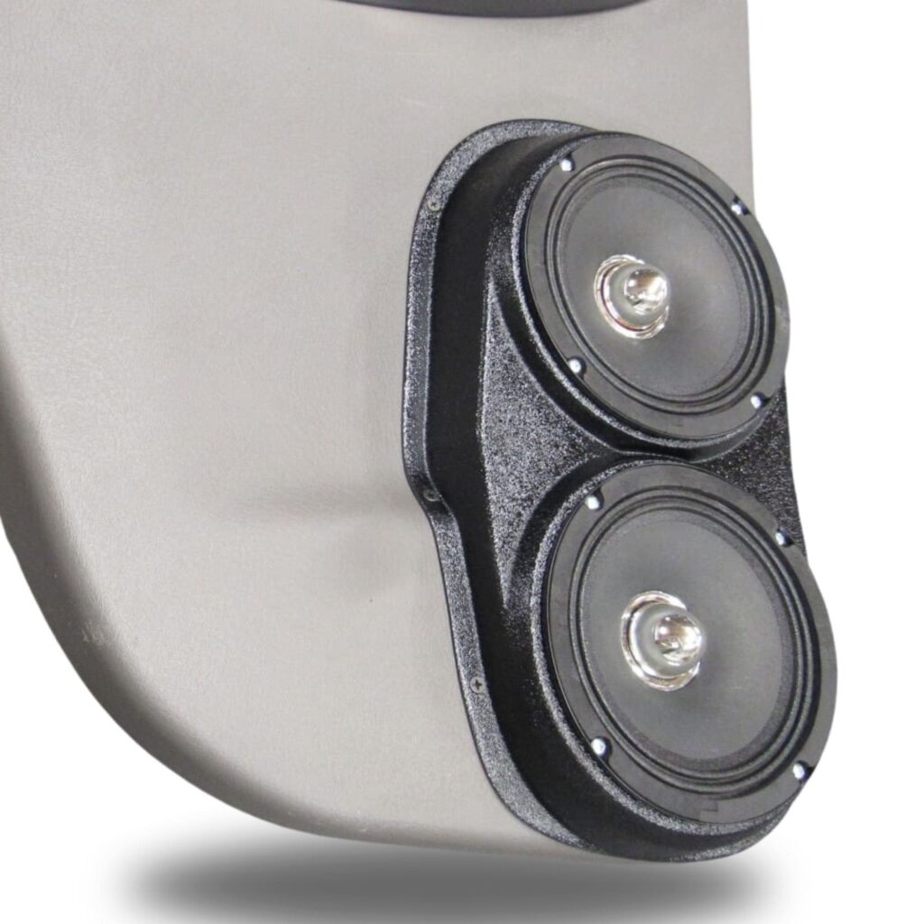 Rear Door Custom Speaker Pods for the 2002-2005 Chevrolet Trailblazer to hold Dual 6.5 in speakers for car audio installation upgrade