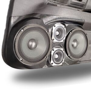 Front Door Custom Speaker Pods for the 2003-2008 Ford CrownVictoria Mercury GrandMarquis Marauder to hold Dual 6.5 in and Dual 3.5 in speakers for car audio installation upgrade