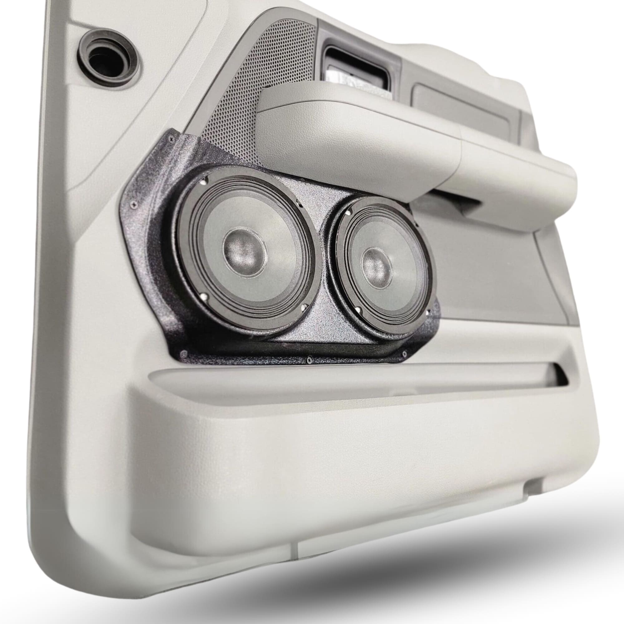 Custom Speaker Pods Dual 6.5" Speaker Pods for 2004-2008 Ford F150 left ortho Speaker Upgrade for the Front Door of your 2004-2008 Ford F150. Easy installation of a Dual 6.5" Midrange for the most powerful car stereo possible.