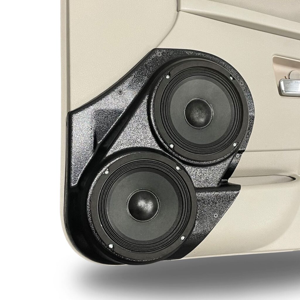 Front Door Custom Speaker Pods for the 2005-2010 Jeep GrandCherokee to hold Dual 6.5 in speakers for car audio installation upgrade